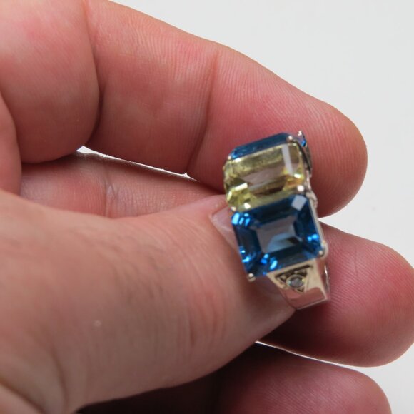 *Sterling Silver Massive Citrin Topaz Diamond Ring - Picture 3 of 5